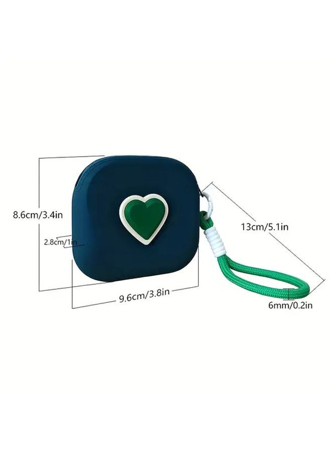 Green Mini Heart Shaped Silicone Wallet Coin Purse Portable Storage For Lipstick Keys Cards - Image 4